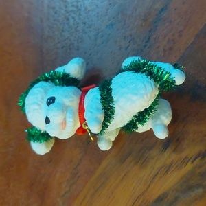 Playful Poodle With Tinsel Ornament